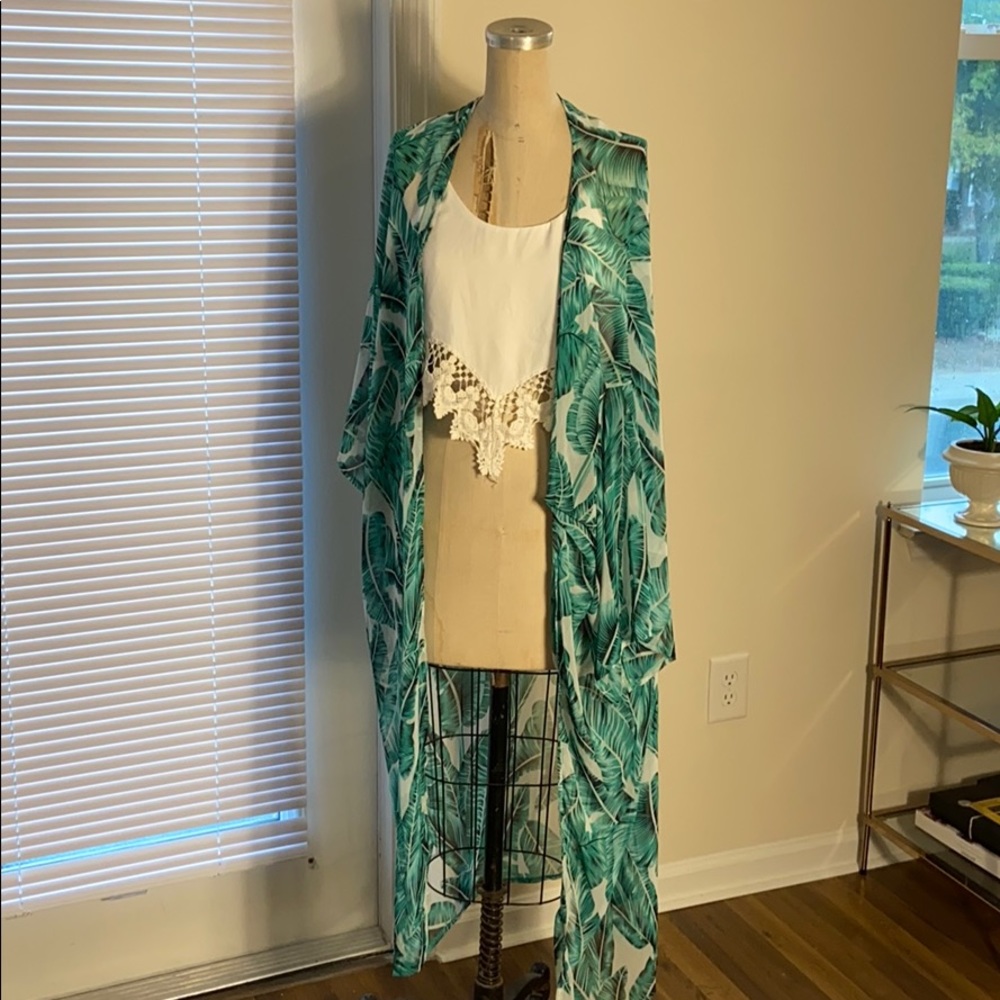 End of summer sale! Sheer palm print kimono